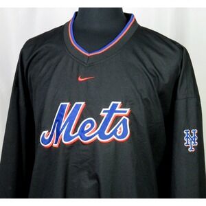 Nike Black New York Mets Pullover Windbreaker with Blue and Orange Accents